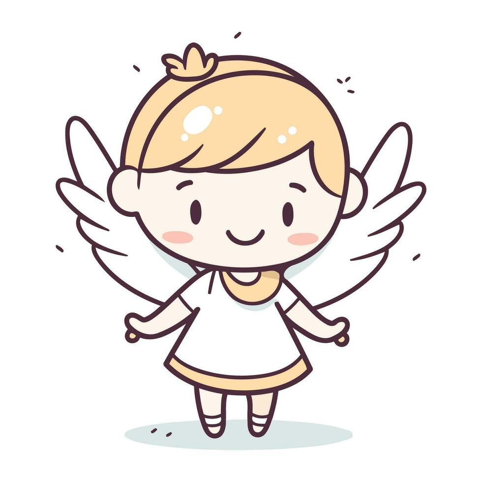 Cute little angel girl. Vector illustration. Cartoon character design.