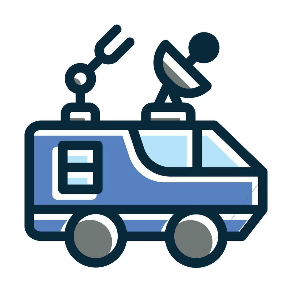 Space Car Vector Thick Line Filled Dark Colors