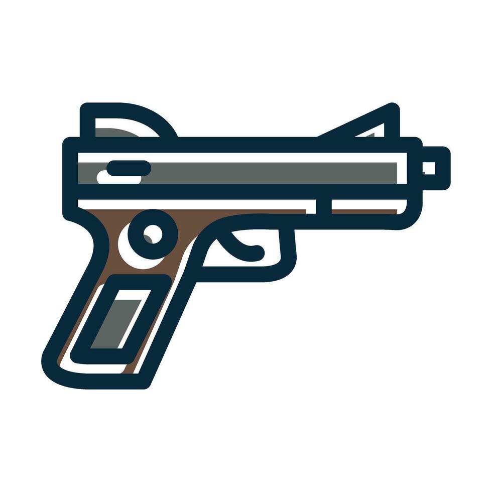 Pistol Vector Thick Line Filled Dark Colors