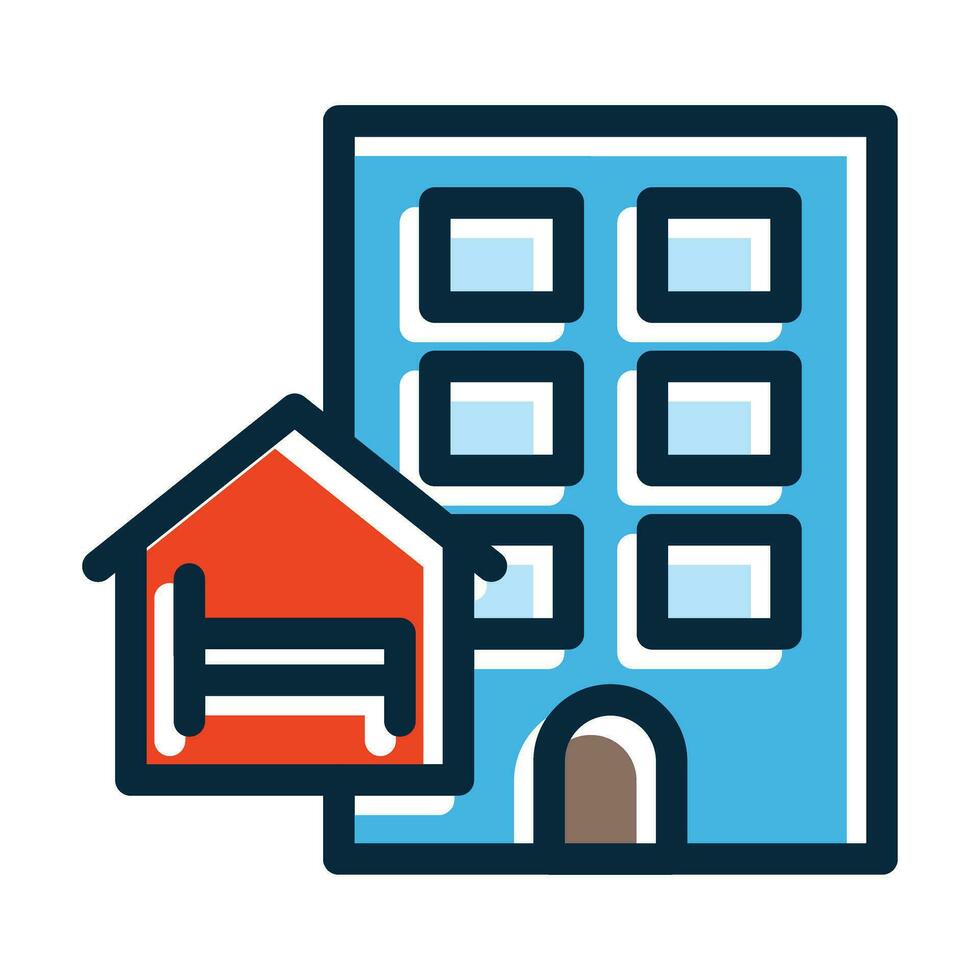 Hostel Vector Thick Line Filled Dark Colors