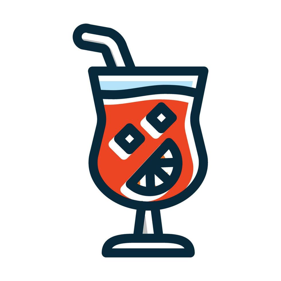 Cocktail Vector Thick Line Filled Dark Colors