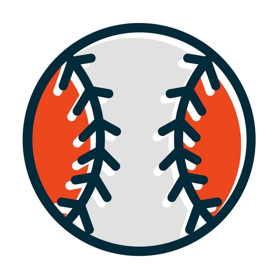 Baseball Vector Thick Line Filled Dark Colors