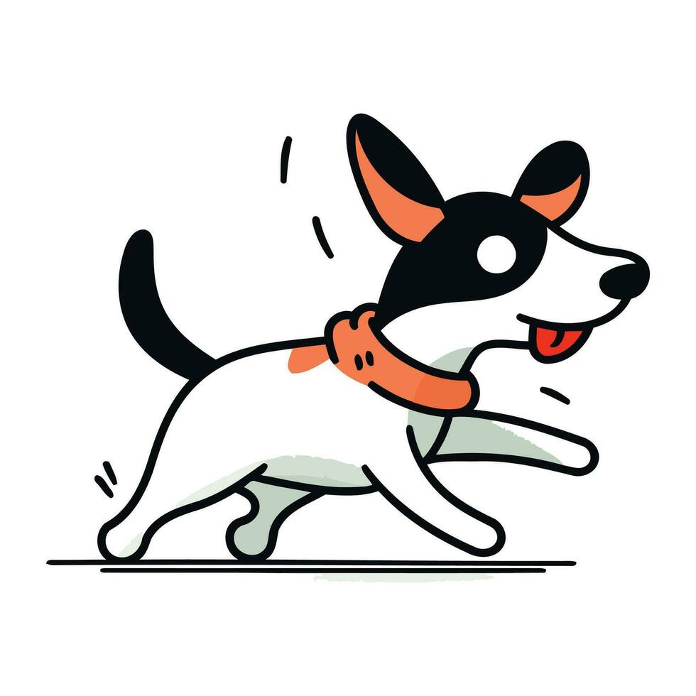 Jack Russell terrier correr. vector ilustración en plano dibujos animados estilo.