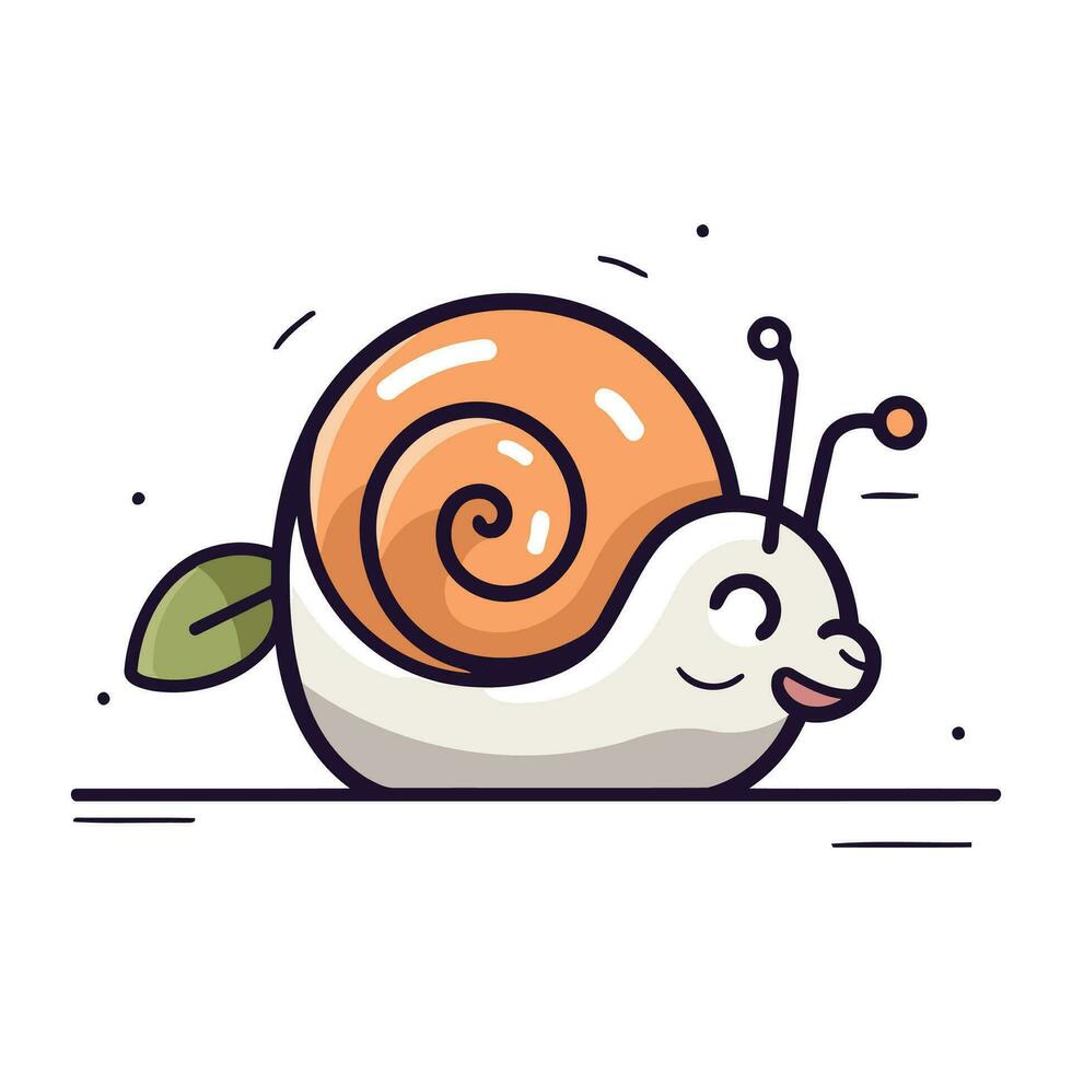 Cute cartoon snail. Isolated vector illustration on white background.