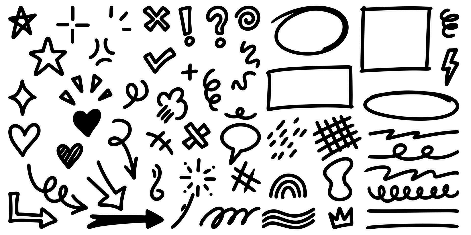 set of Hand drawn doodle elements for concept design isolated on white background. vector illustration.