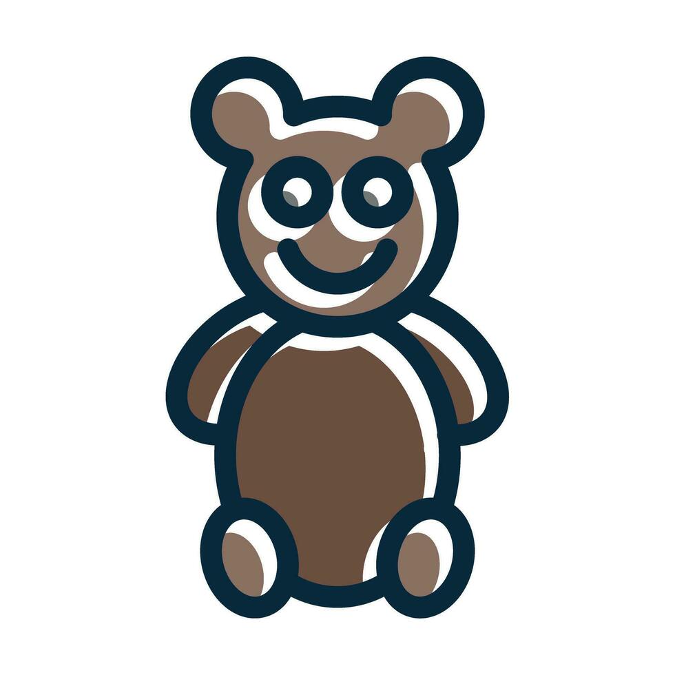 Teddy Bear Vector Thick Line Filled Dark Colors