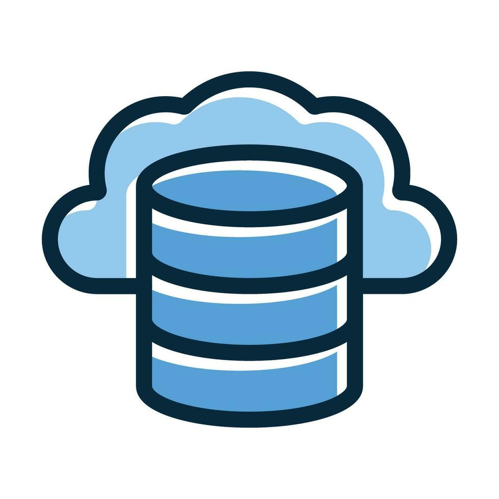 Cloud Data Vector Thick Line Filled Dark Colors