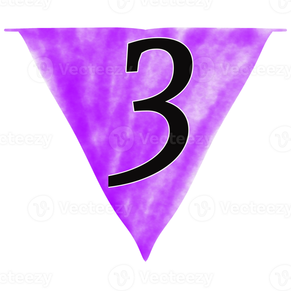 Decorative flags with numbers three png