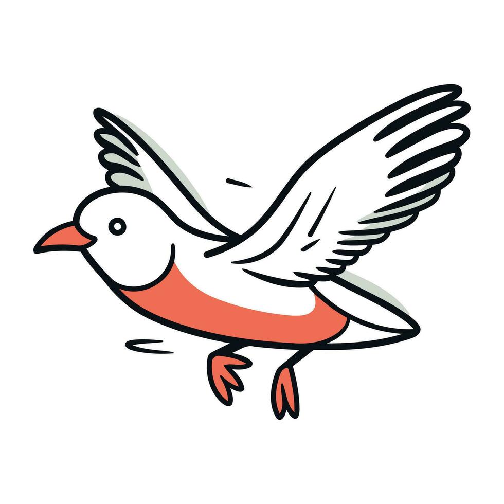 Flying seagull. Vector illustration of a flying seagull.