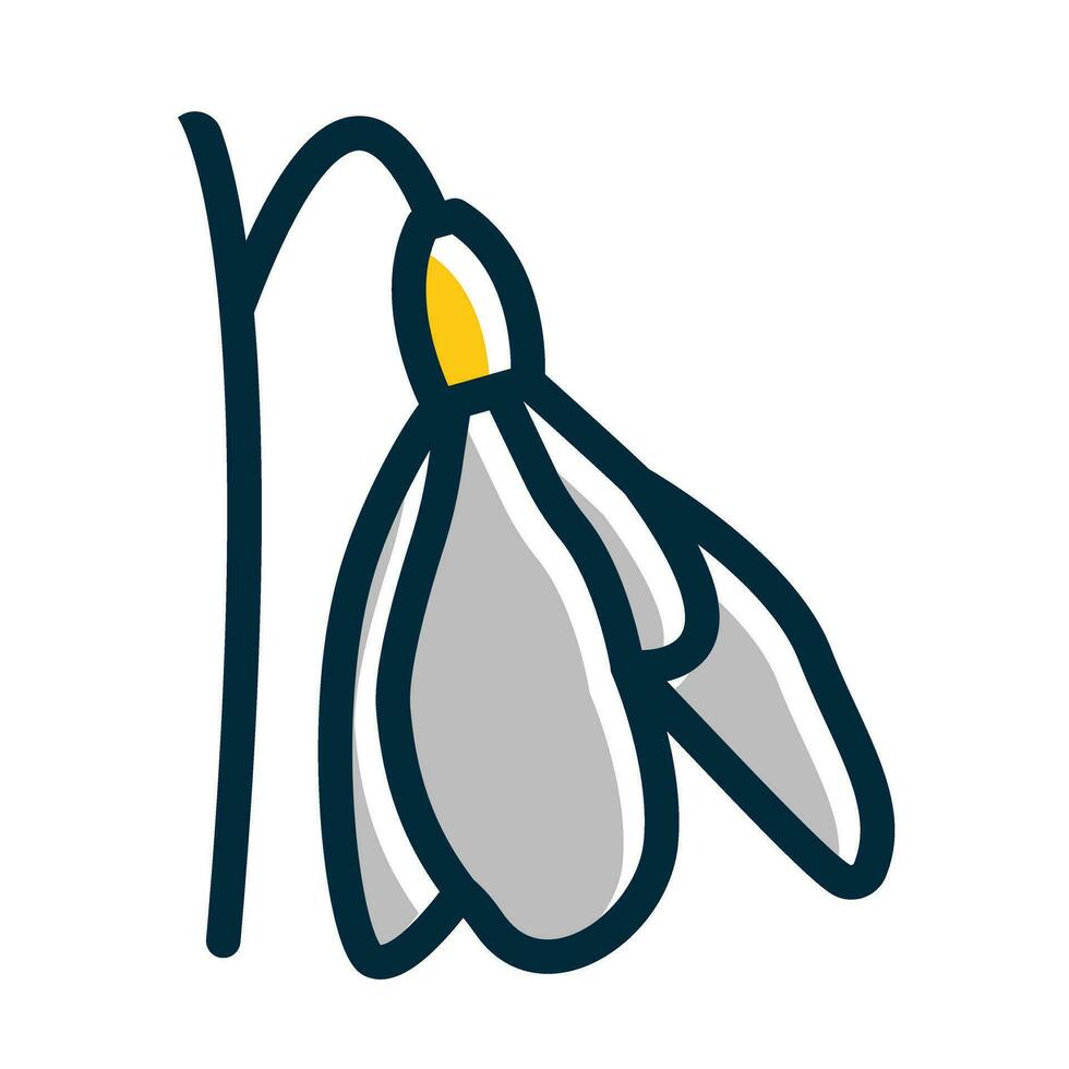 Snowdrop Vector Thick Line Filled Dark Colors