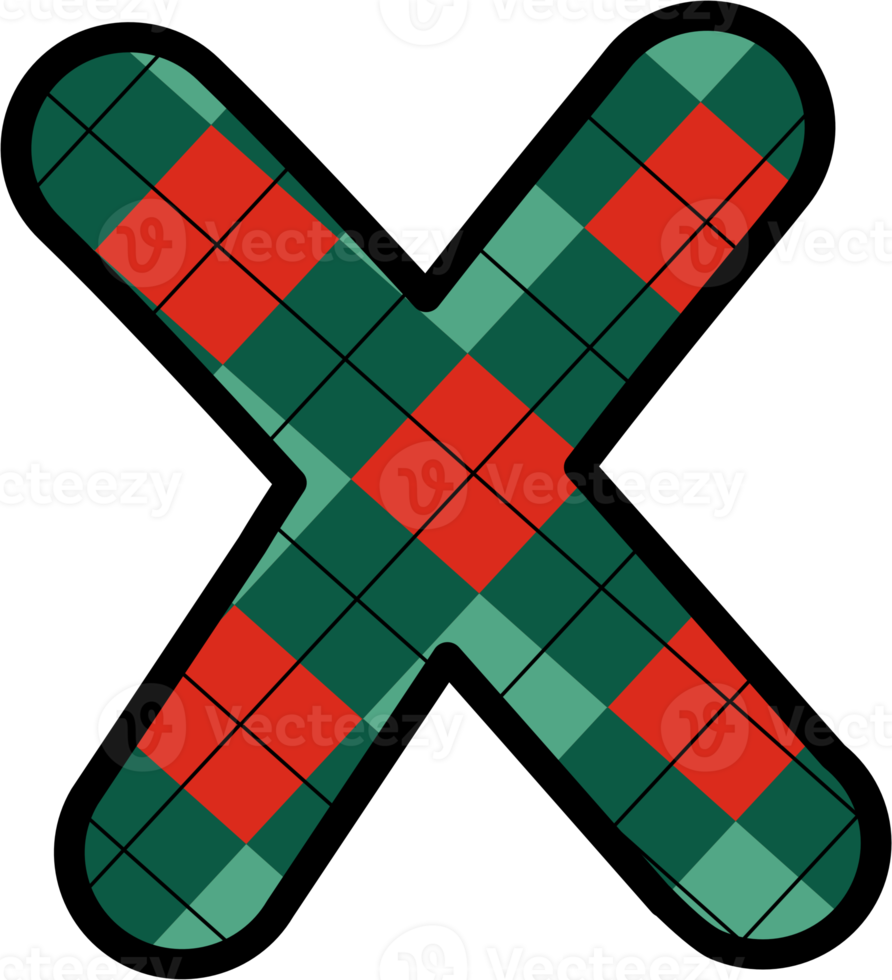 X Alphabet, grid pattern, red, green png