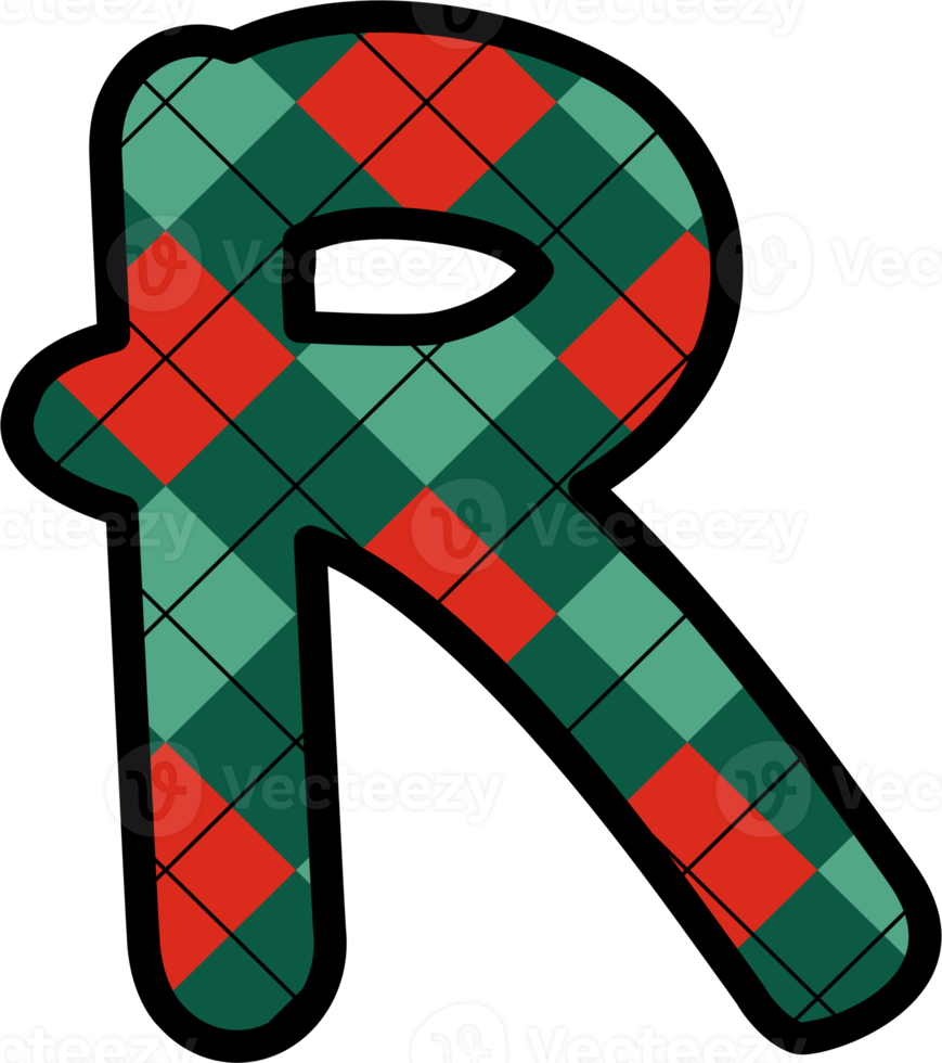 R Alphabet, grid pattern, red, green png