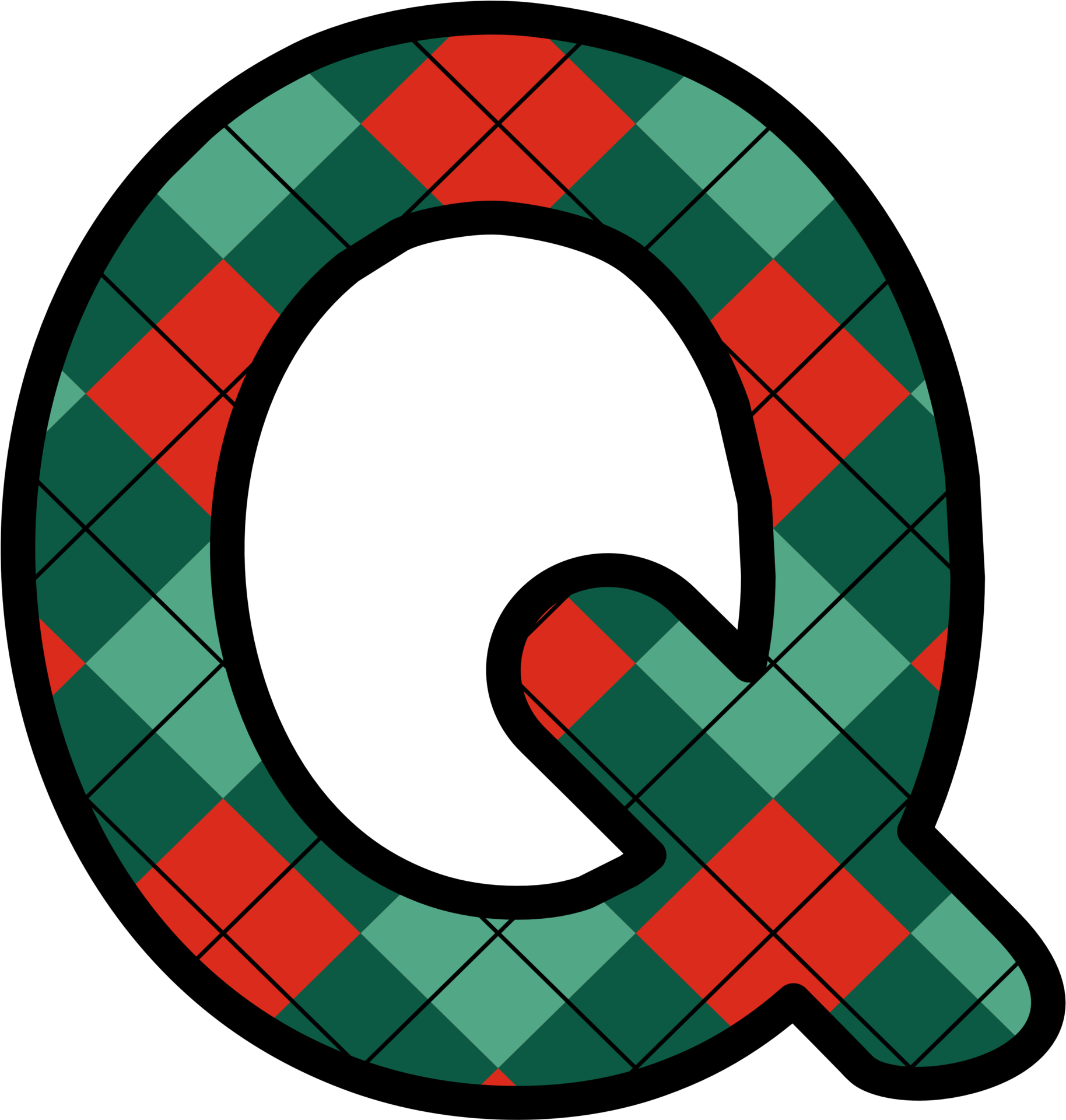 Q Alphabet Grid Pattern Red Green 33545009 Png