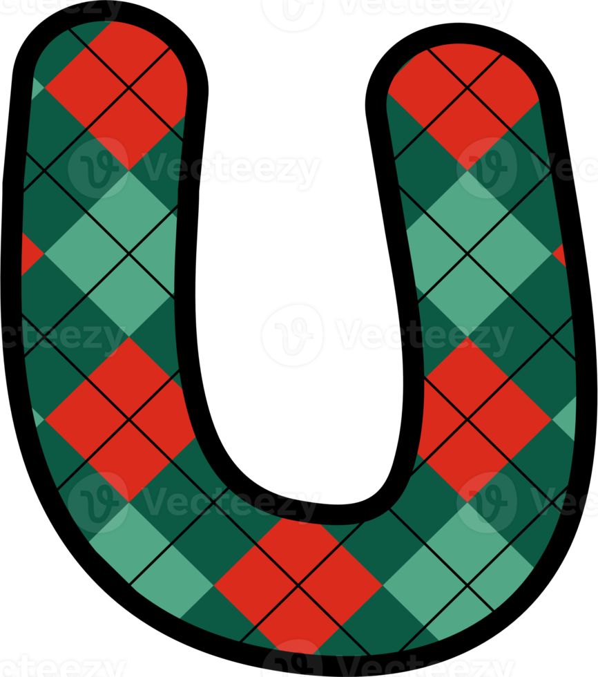 U Alphabet, grid pattern, red, green png