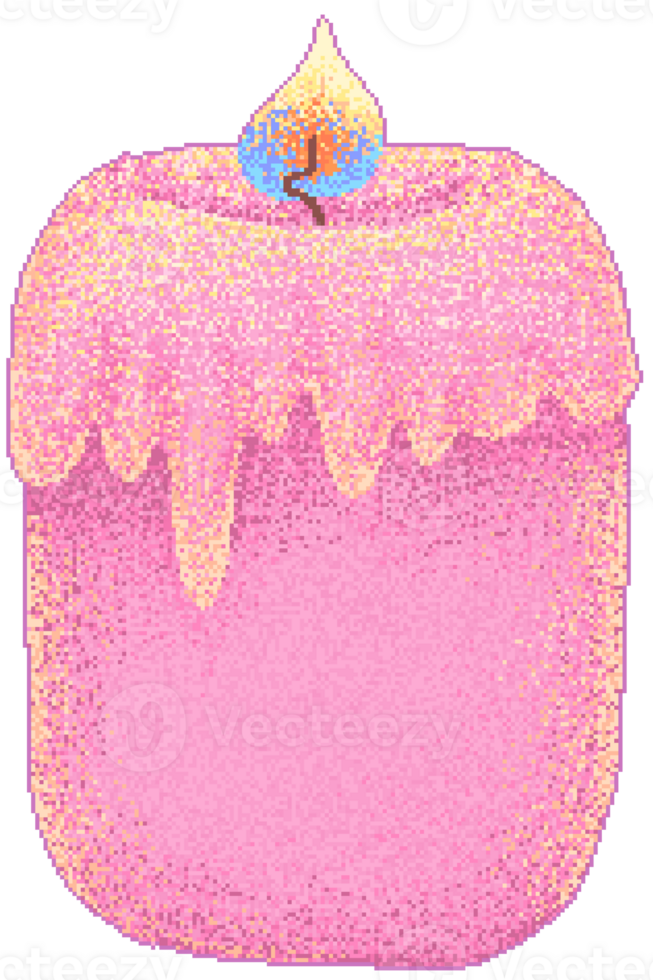 Pixel art candle in pink color png