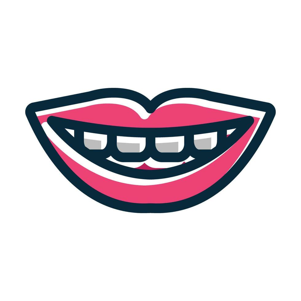 Smiling Vector Thick Line Filled Dark Colors