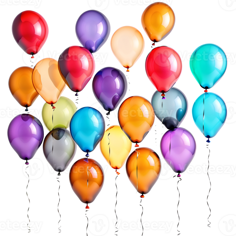 3D Realistic Helium Color Balloons Isolated. AI Generative png