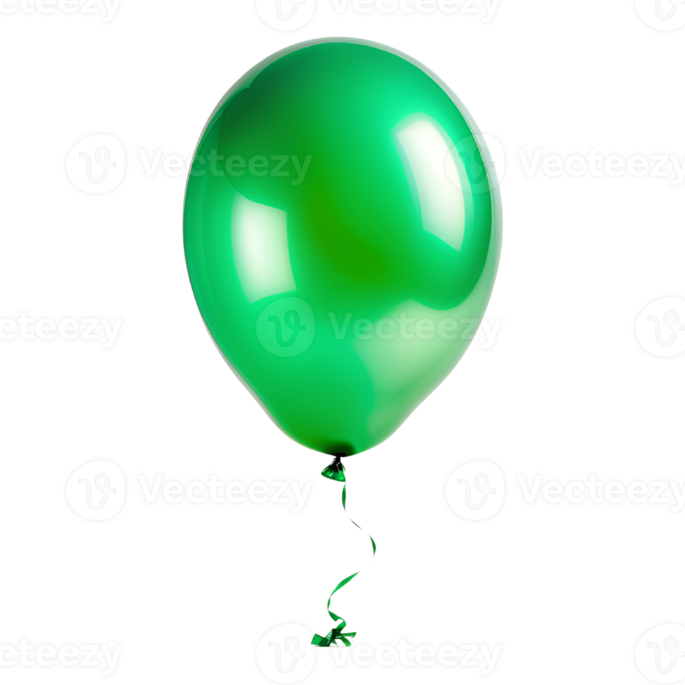 3D realistic helium green balloon that is isolated. AI Generative png