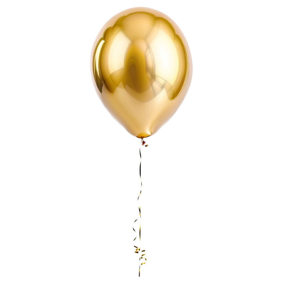 3D realistic helium gold balloon that is isolated. AI Generative png