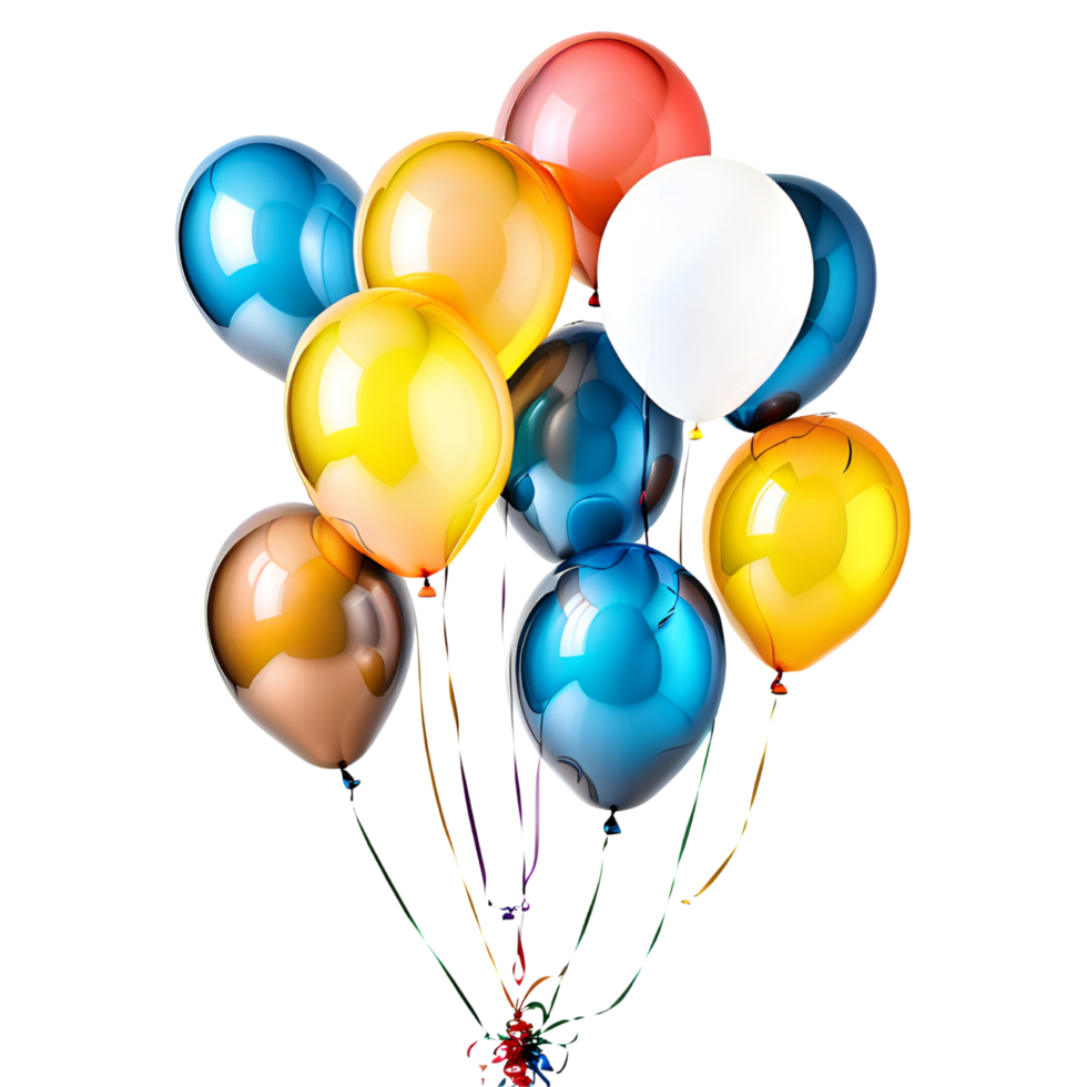3D Realistic Helium Color Balloons Isolated. AI Generative png