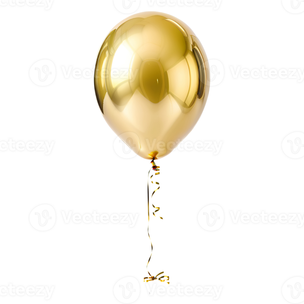 3D realistic helium gold balloon that is isolated. AI Generative png