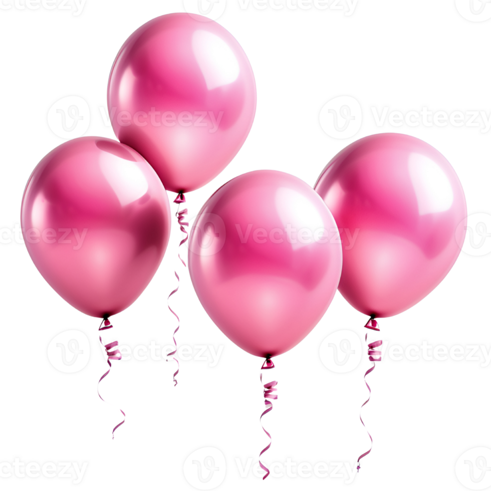 3D realistic helium pink balloons that is isolated. AI Generative png