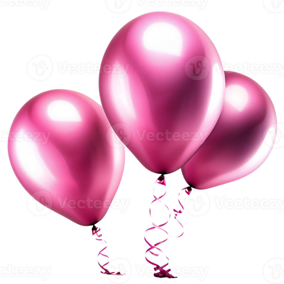 3D realistic helium pink balloons that is isolated. AI Generative png