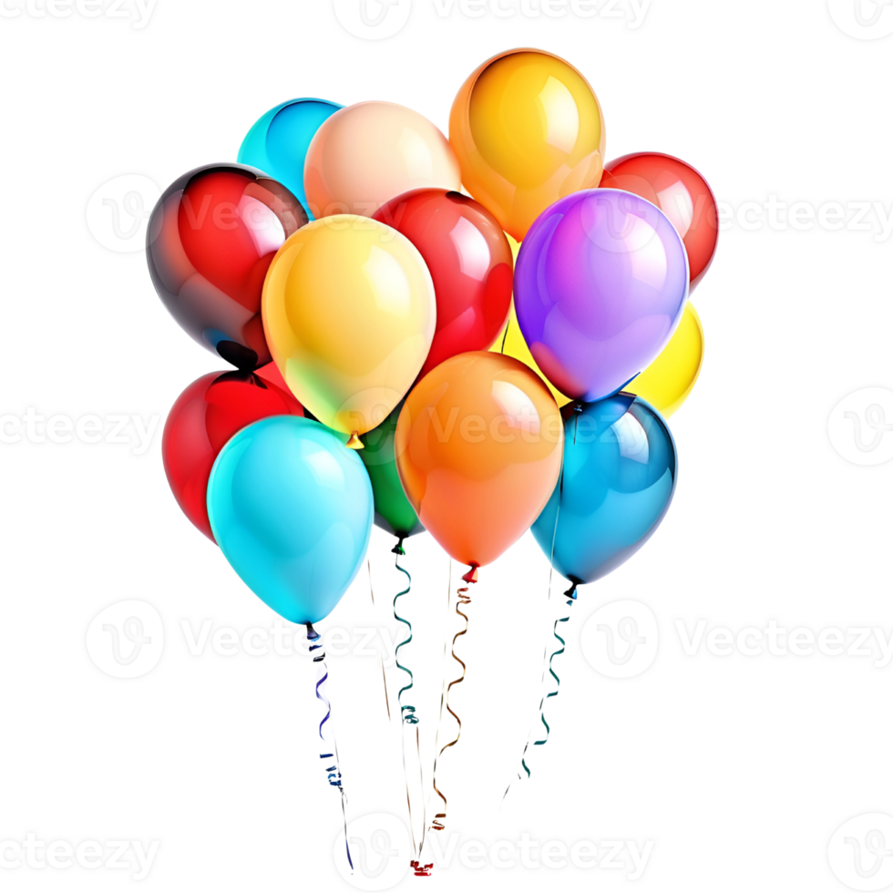 3D Realistic Helium Color Balloons Isolated. AI Generative png