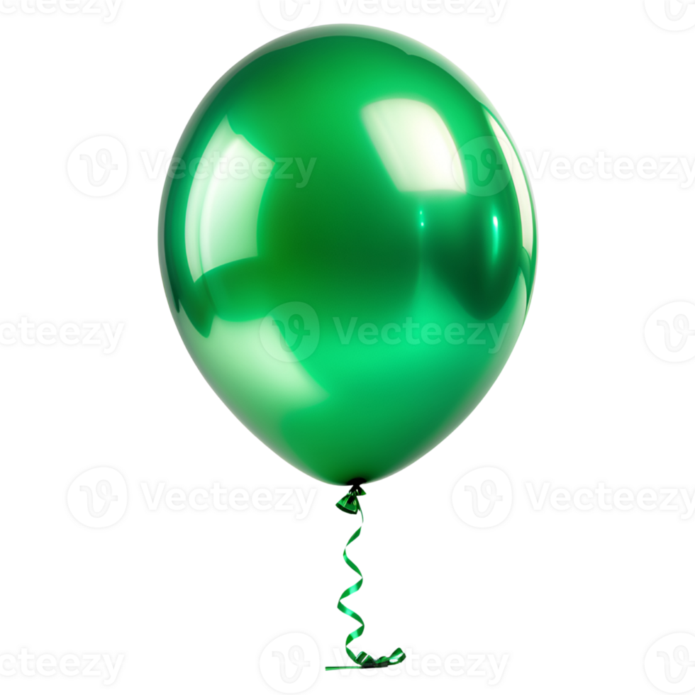3D realistic helium green balloon that is isolated. AI Generative png
