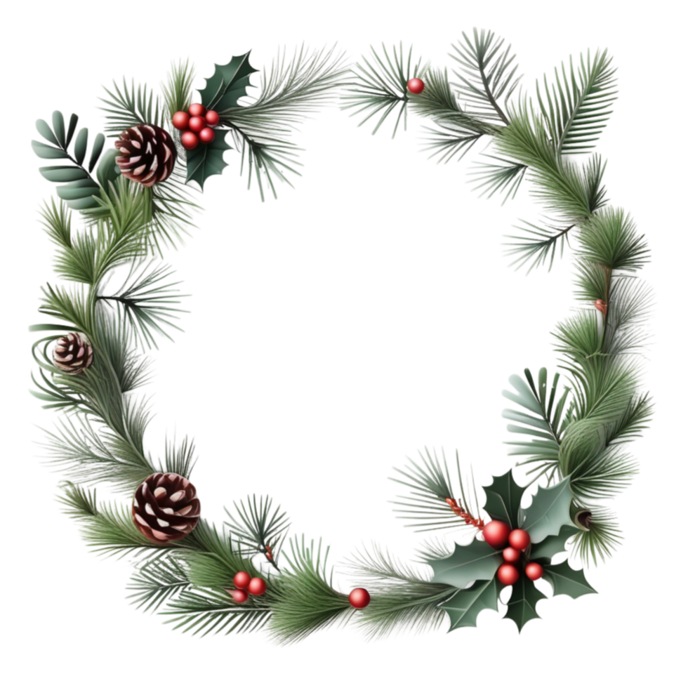 Christmas Wreath Isolated. AI Generative png