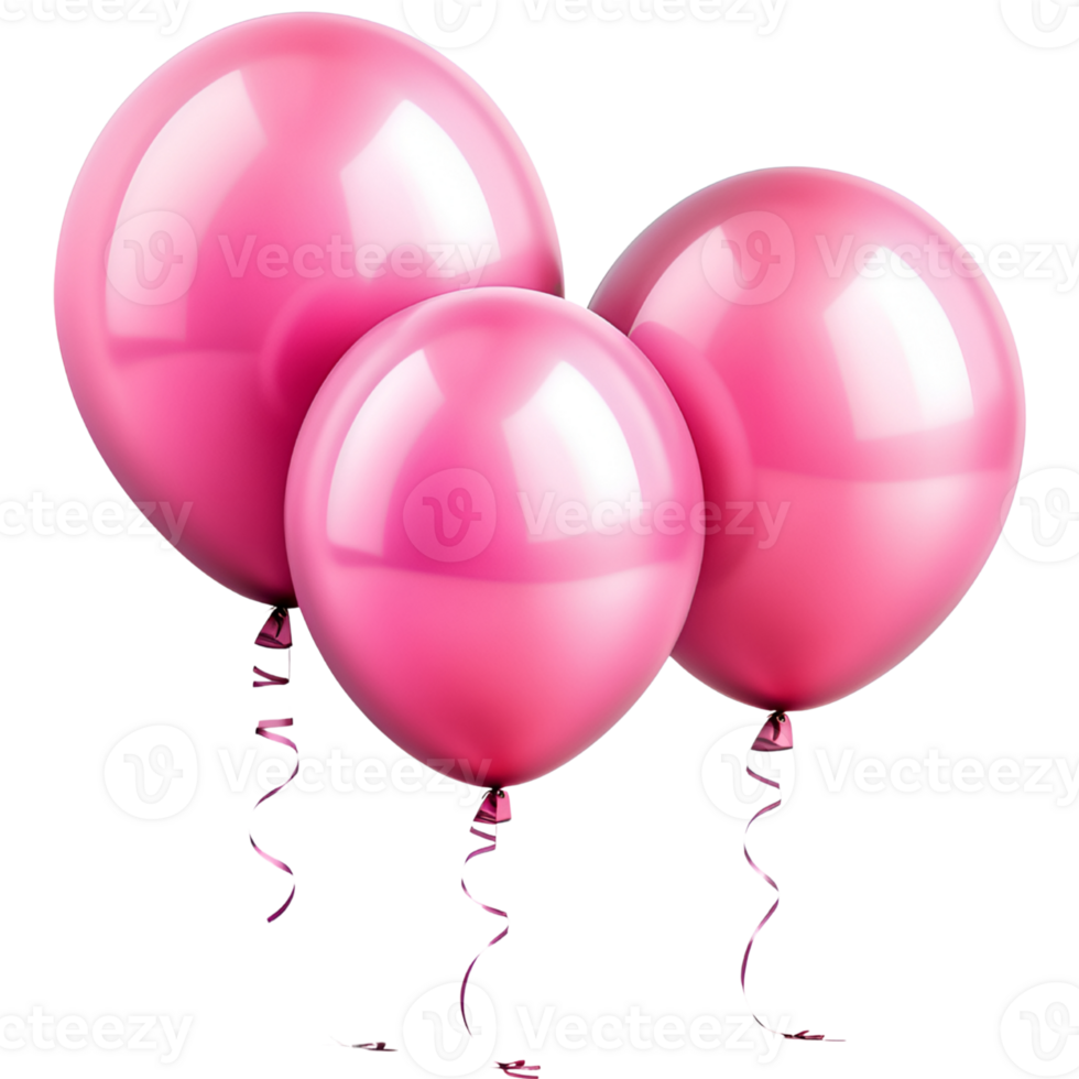 3D realistic helium pink balloons that is isolated. AI Generative png