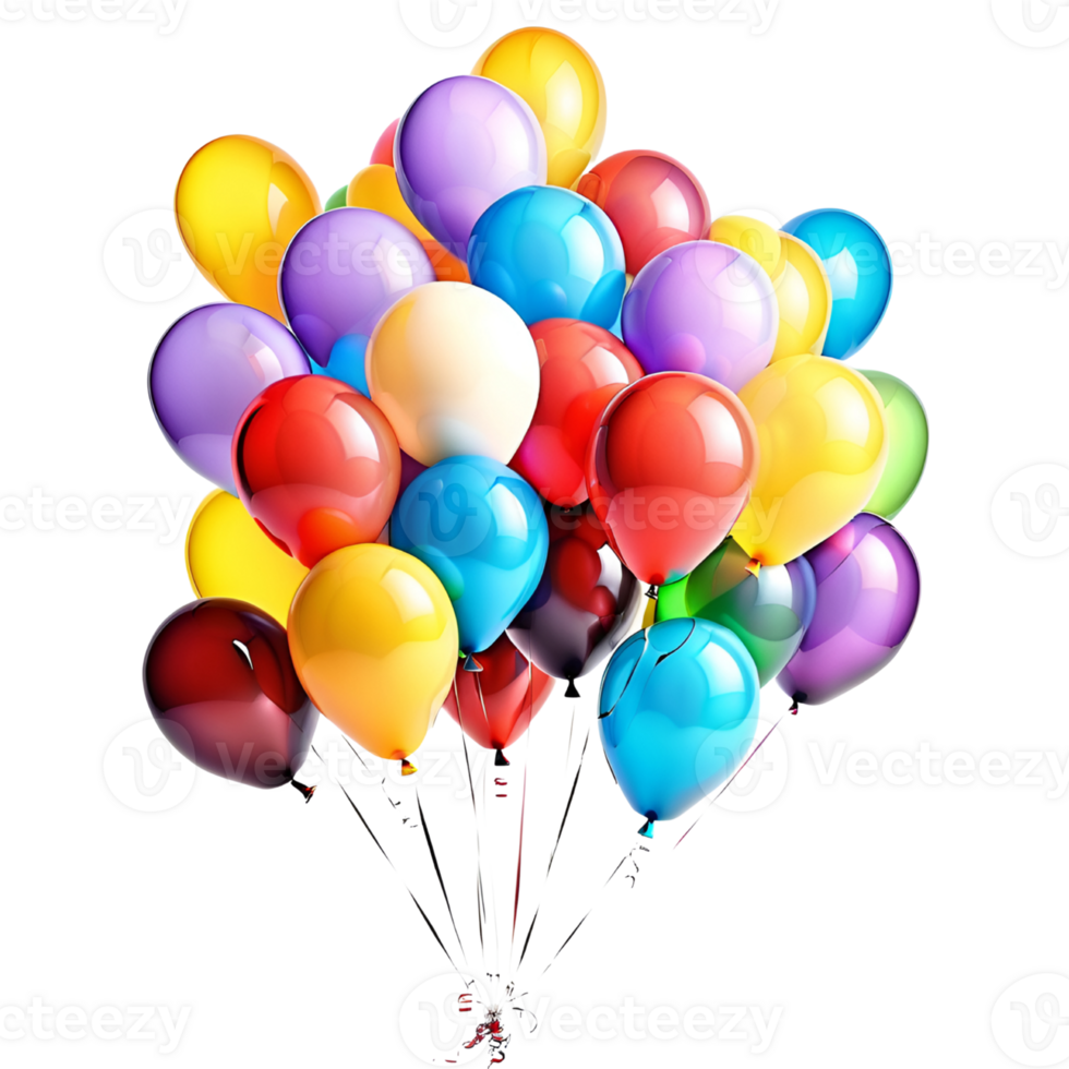 3D Realistic Helium Colorful Balloons Isolated. AI Generative png