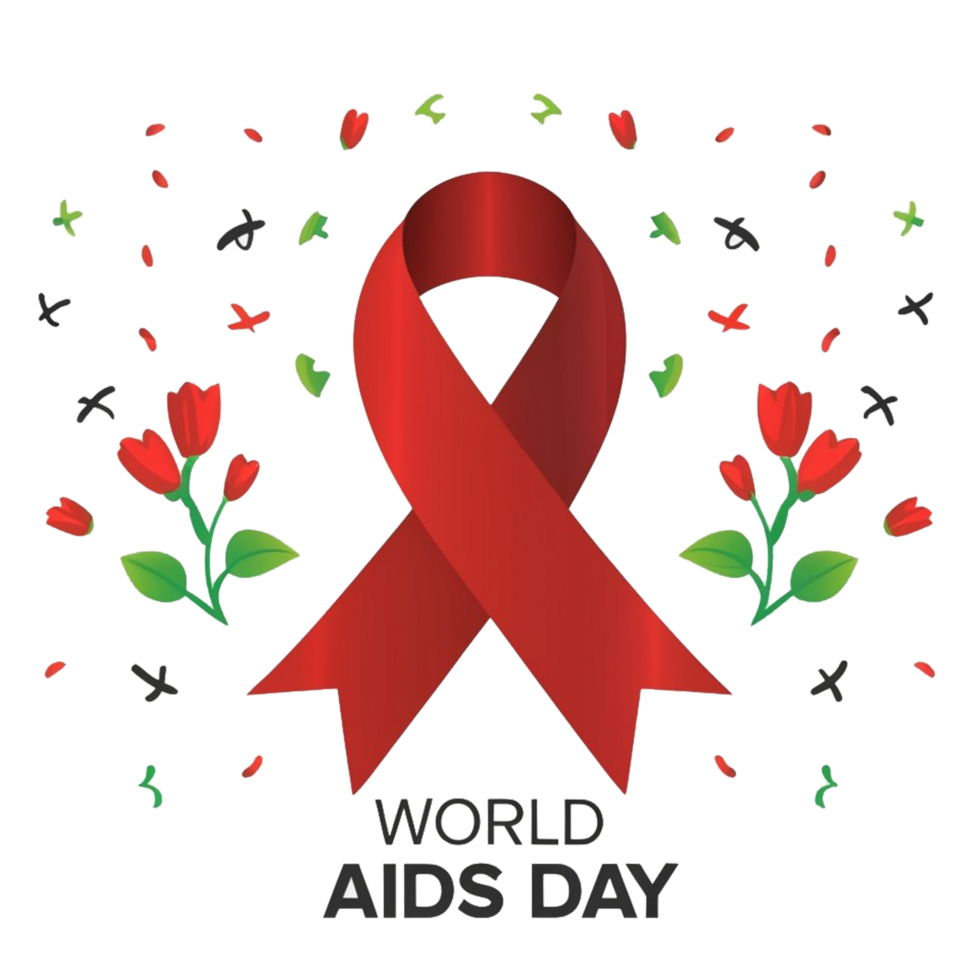 World aids day ribbon texting 33545170 PNG