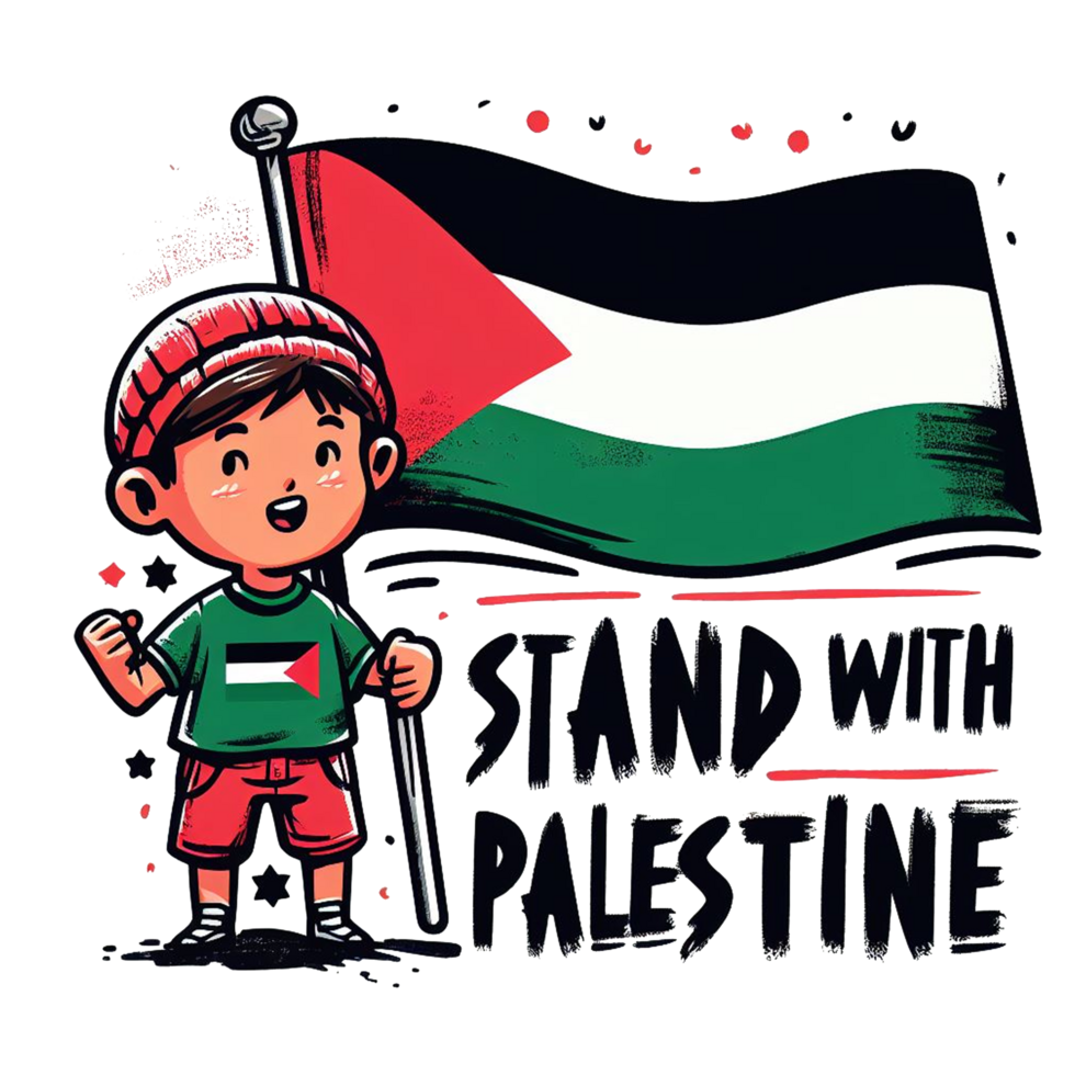 stå med palestina unge innehav flagga png