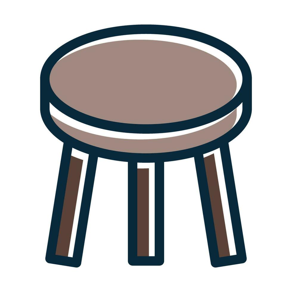 Stool Vector Thick Line Filled Dark Colors