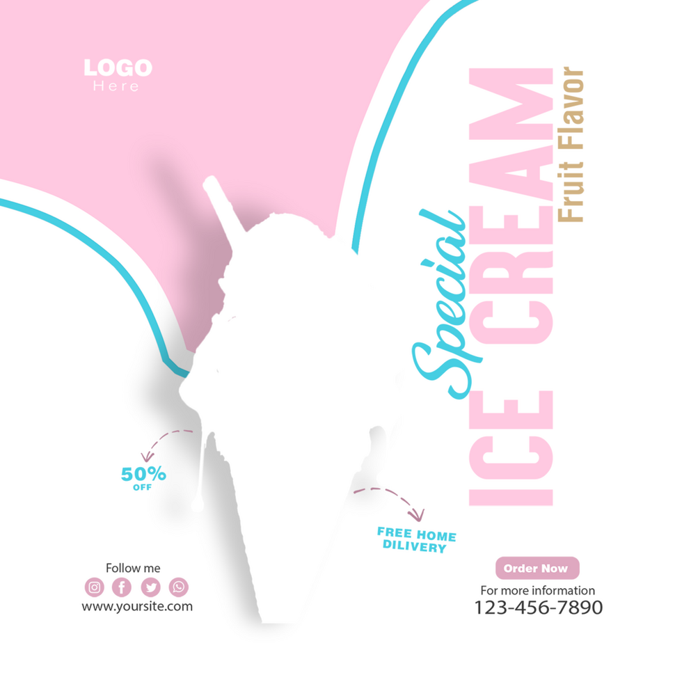 ice cream social media post psd template