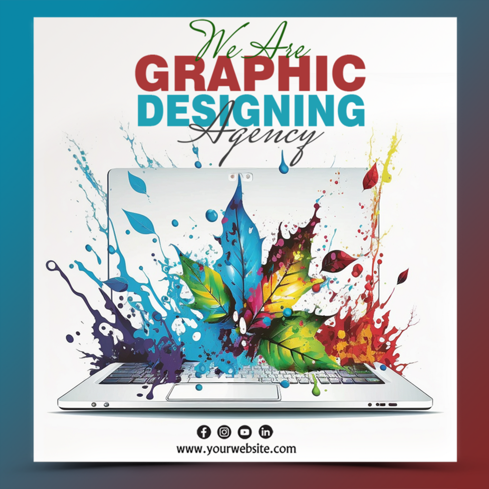 Water color photo and graphics designing agency social media post template psd