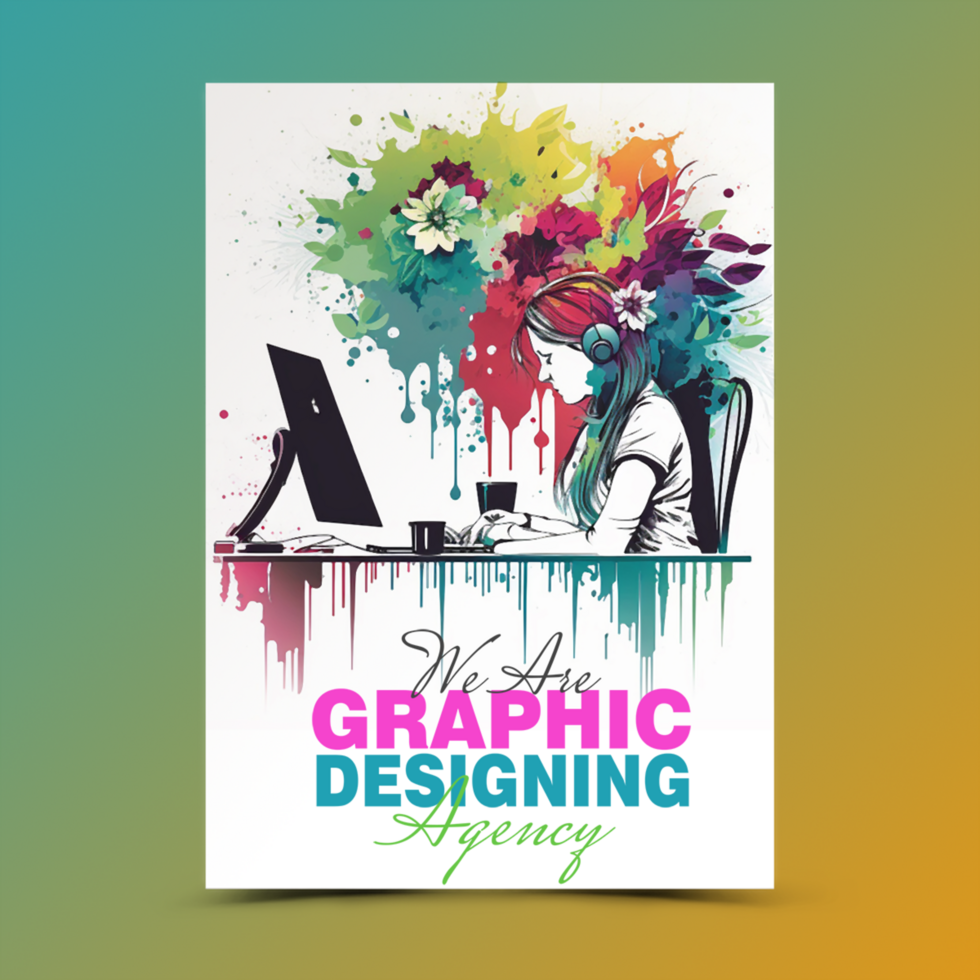 Water color photo and graphics designing agency social media post template psd