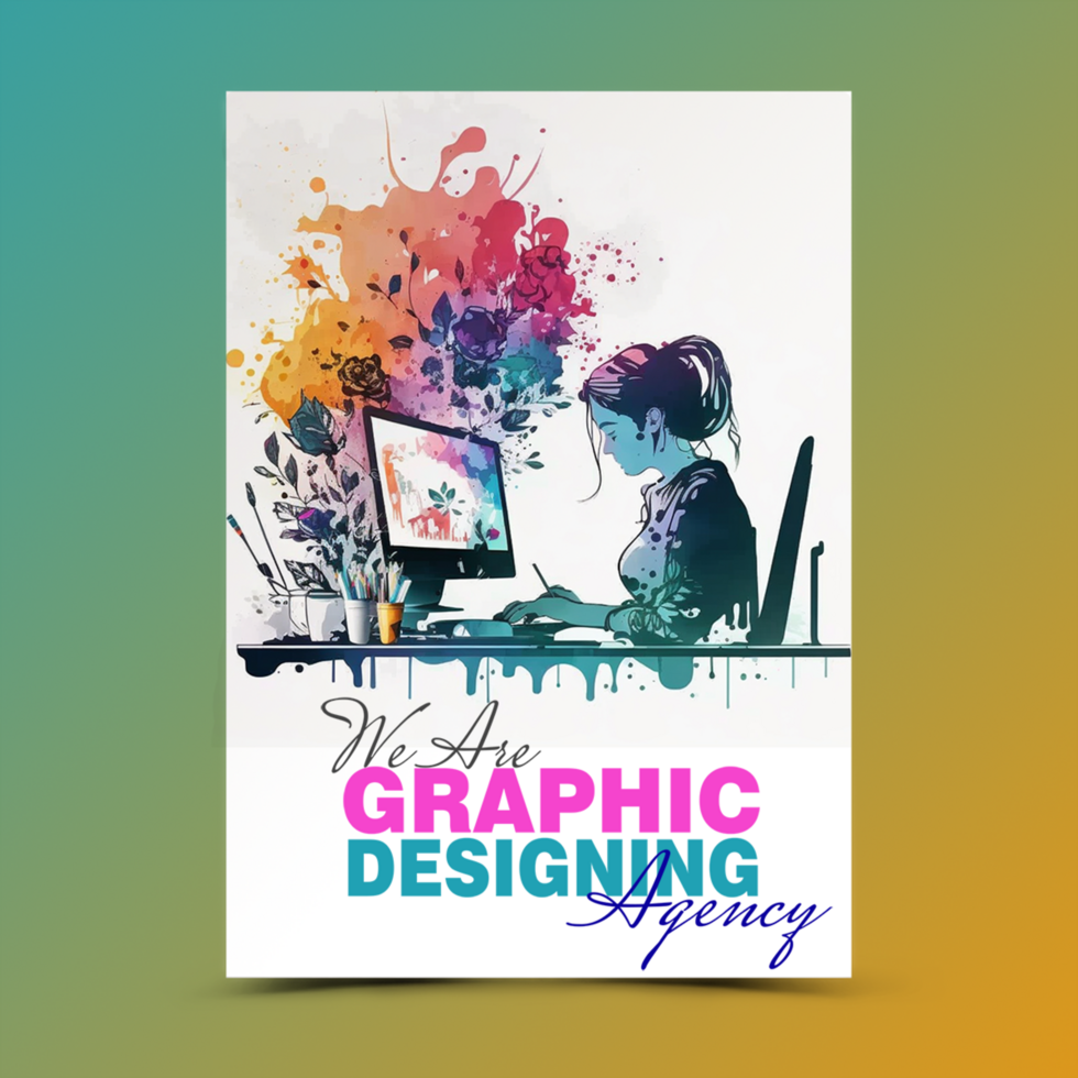 Water color photo and graphics designing agency social media post template psd