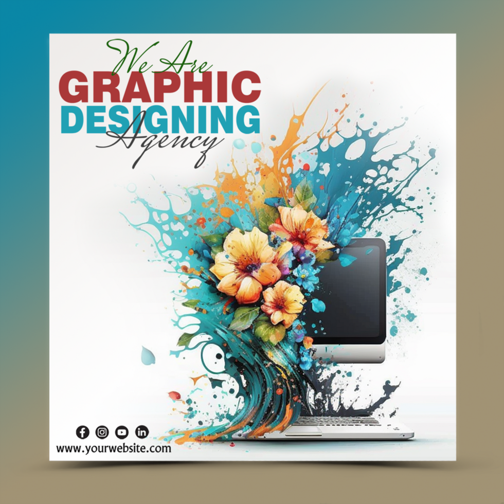 Water color photo and graphics designing agency social media post template psd