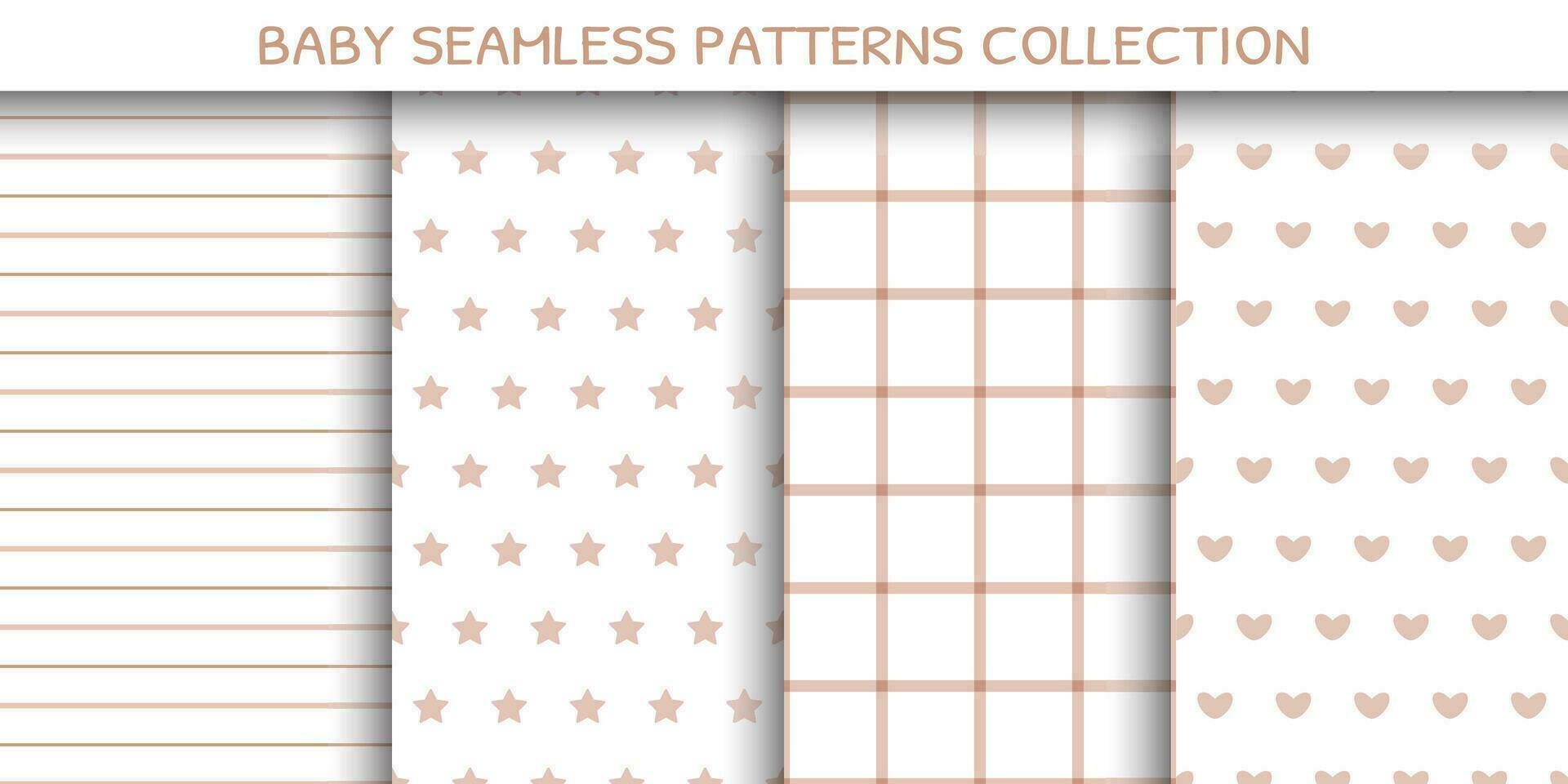 Set of cute pastel shade baby patterns on a felom background. Seamless pattern included in the swatches panel vector