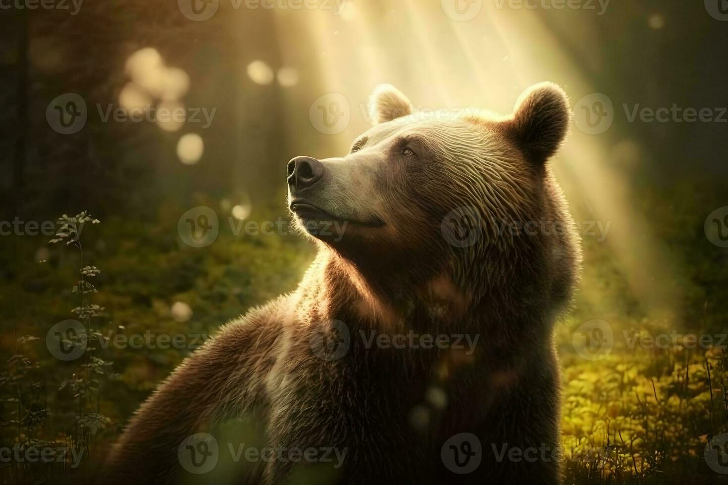 Grizzly bear in the wild. Neural network AI generated photo