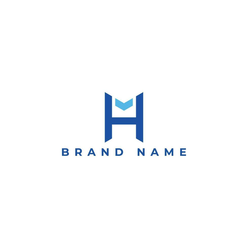 Abstract initial letter MH or HM Logo design Vector illustration in blue color isolated on a white background. Abstract letter MH logo applied for business and consulting company logo design template