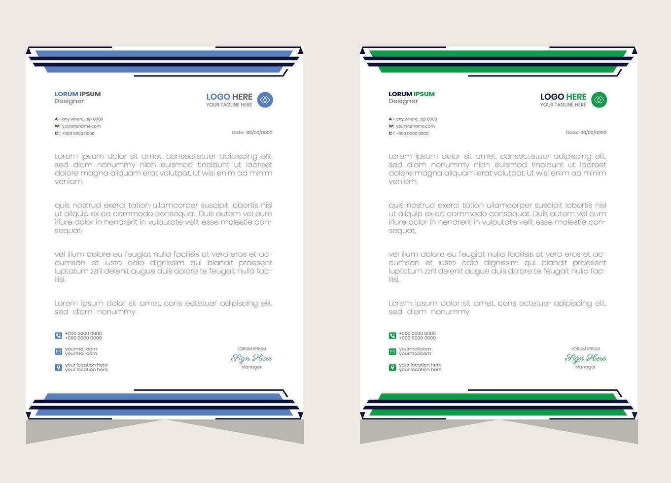 corporate modern letterhead design template with yellow, blue, green and red color. creative modern letter head design template for your project. letterhead, letter head, Business letterhead design vector