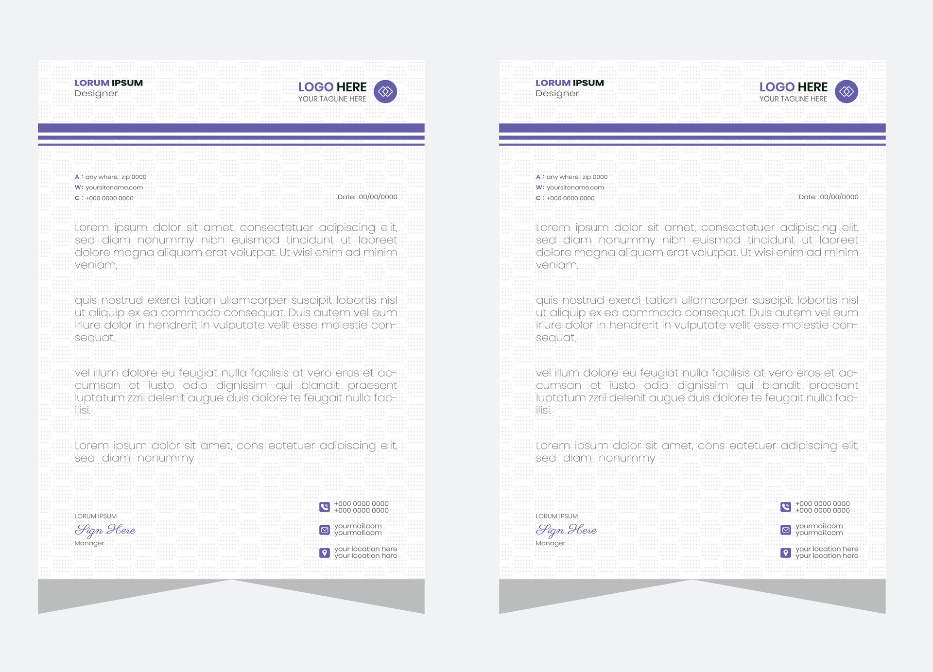 corporate modern letterhead design template with yellow, blue, green