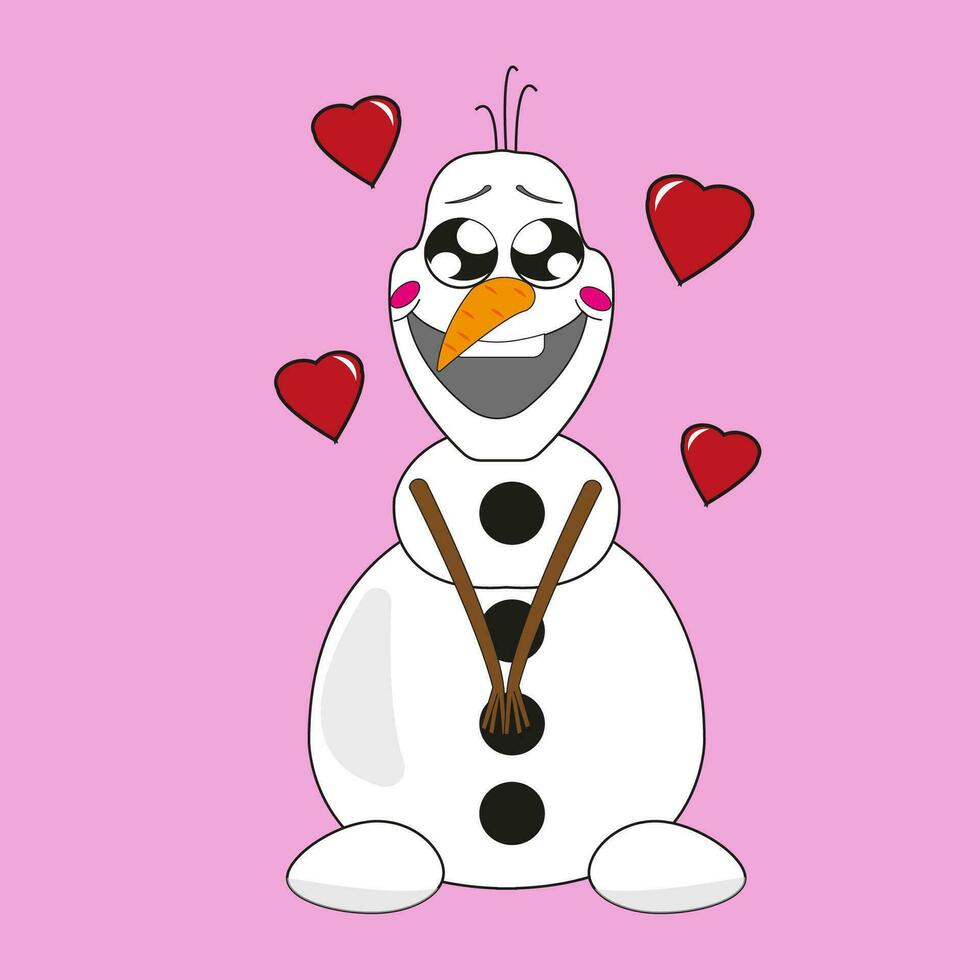 Cute Cartoon Christmas snowman character. Vector
