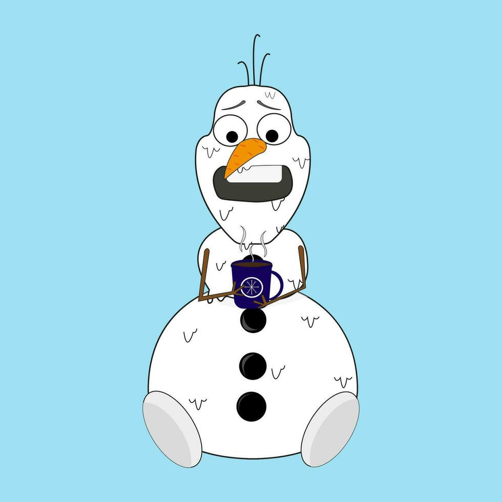 Cute Cartoon Christmas snowman character. Vector
