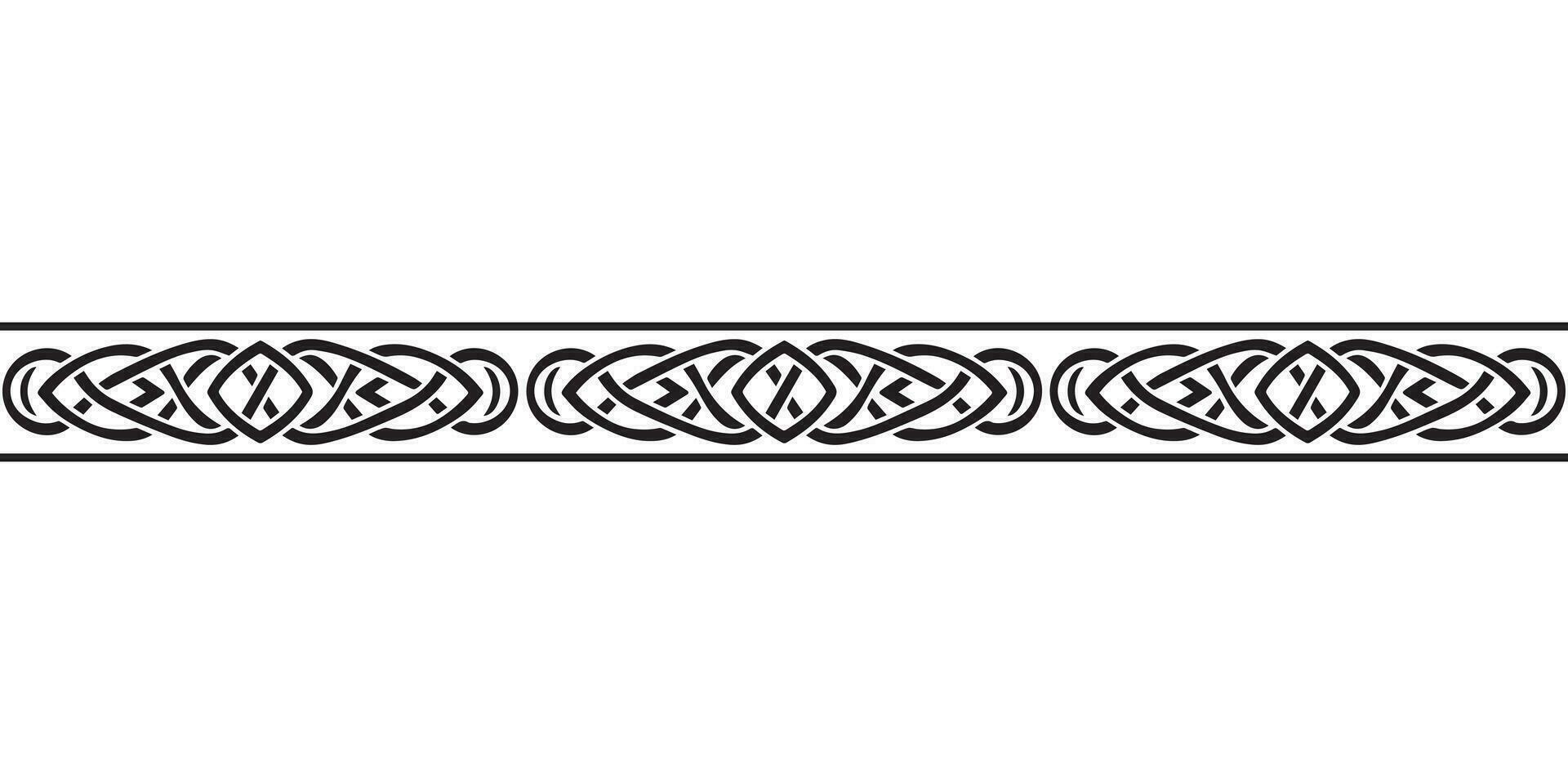 Celtic seamless ornament interlaced tape. Black ornament isolated on white background. vector