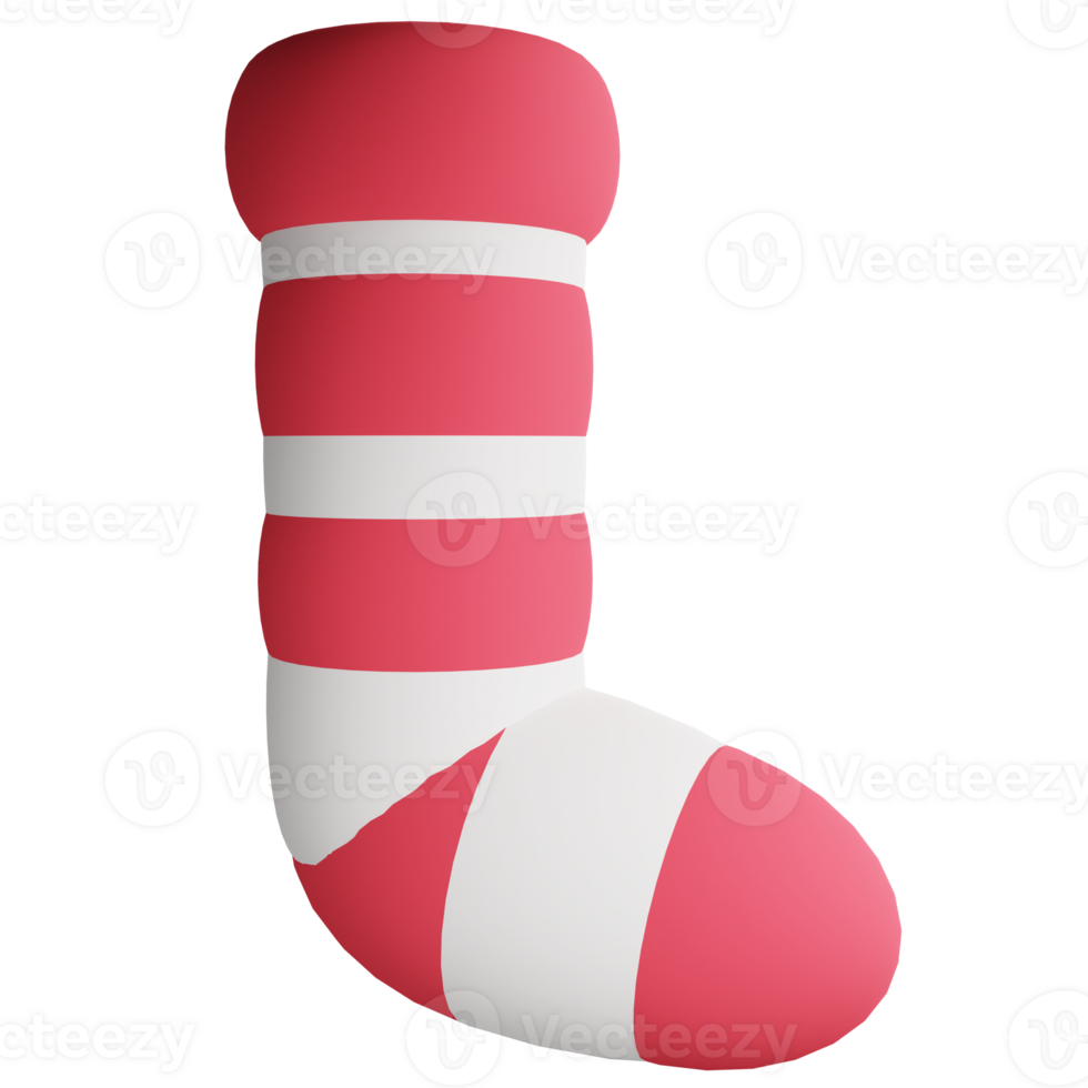 Christmas sock clipart flat design icon isolated on transparent background, 3D render Christmas and New year concept png