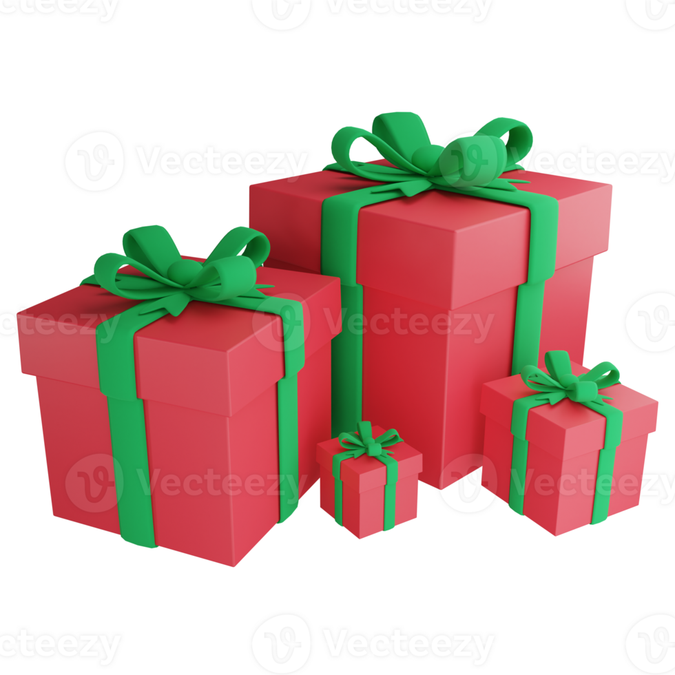 Christmas presents clipart flat design icon isolated on transparent background, 3D render Christmas and New year concept png